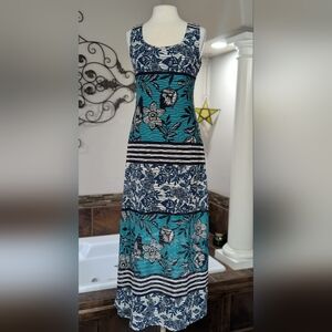 Ronni Nicole Blue Floral Maxi Dress Vacation Summer Dress Size 10